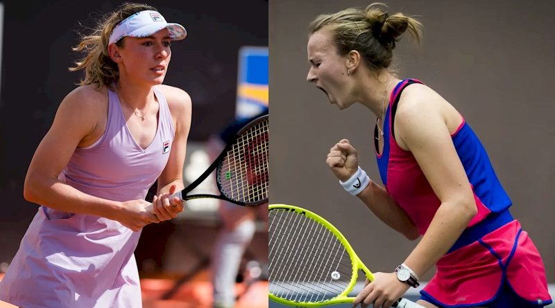 Ekaterina Alexandrova (esq) e Barbora Krejcikova (divulgação WTA Tennis)